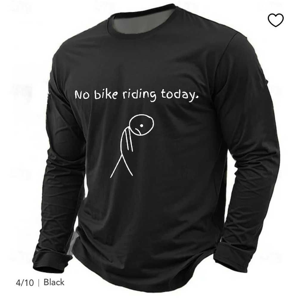 Ouku cycling, humor shirt “No Bike Riding Today” Black Long-Sleeve Men's Shirt